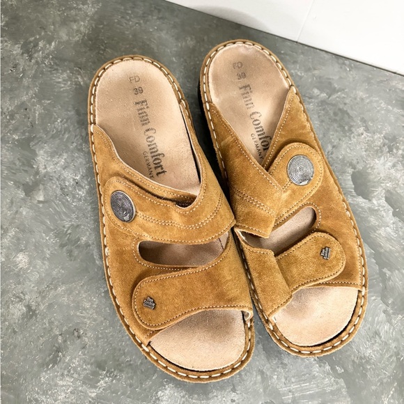 Finn Comfort sansibar slide two strap suede leather sandals size EU 39 (US 8) - Picture 2 of 5